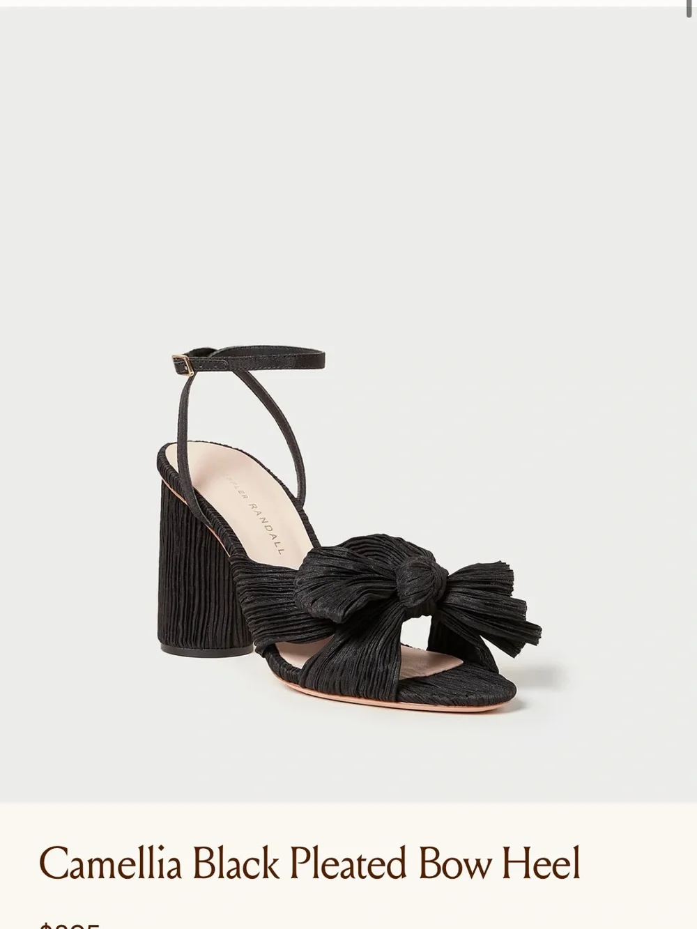 Loeffler Randall Black Pleated Bow Slingback Heels
